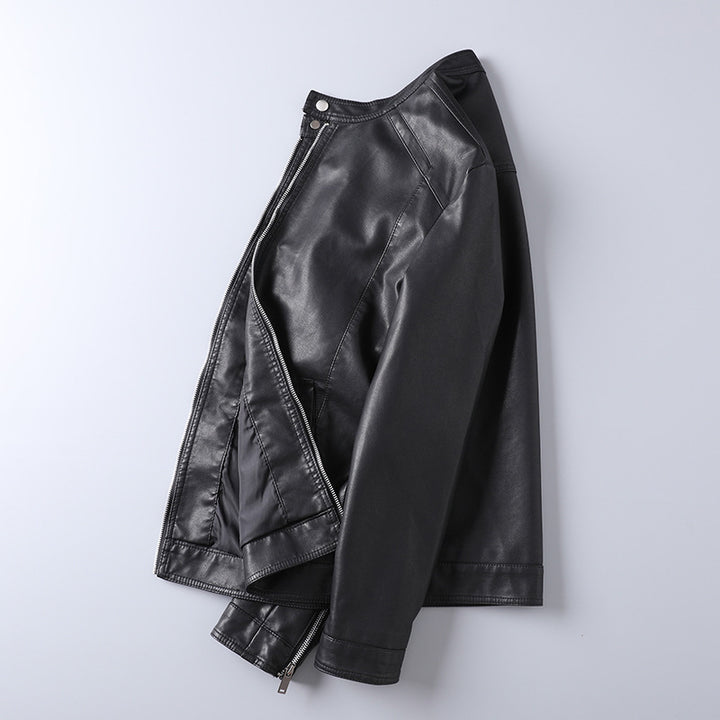 Herren Stilvolle Kunstlederjacke mit hohem Kragen Echo Archiv