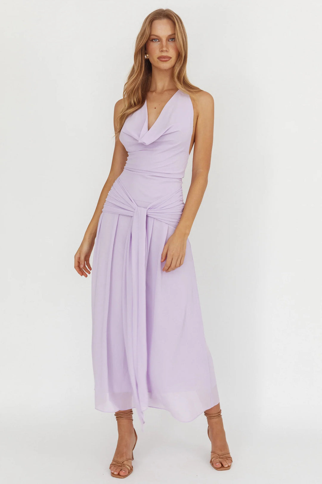 Damen Elegantes langes Abendkleid mit raffiniertem Halternetz Echo Archiv