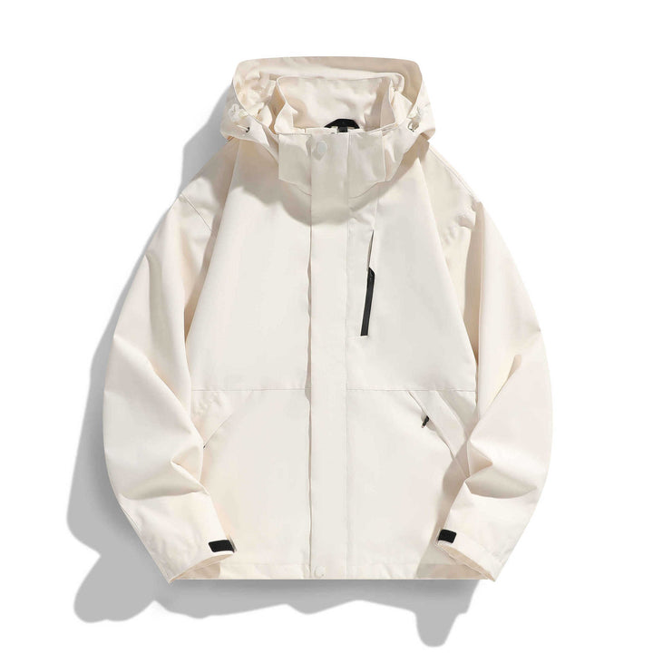 Damen Wasserabweisende Kapuzen‑Übergangsjacke mit verstellbarer Kapuze, verdeckter Frontblende und Multifunktionstaschen Echo Archiv