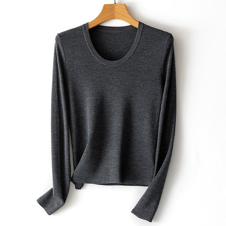 Damen Feinstrick-Langarmshirt mit Rundhalsausschnitt und leichter A-Linie Echoarchiv