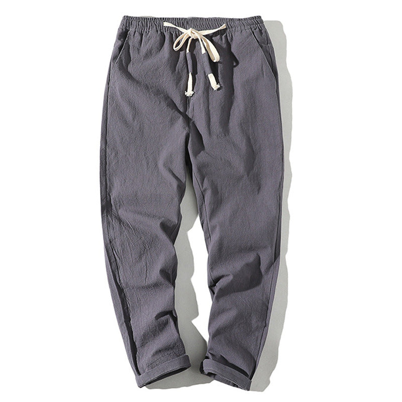 Herren nan leichte Leinenhose mit elastischem Bund und Kordelzug, tapered Schnitt und aufrollbarem Saum Echo Archiv
