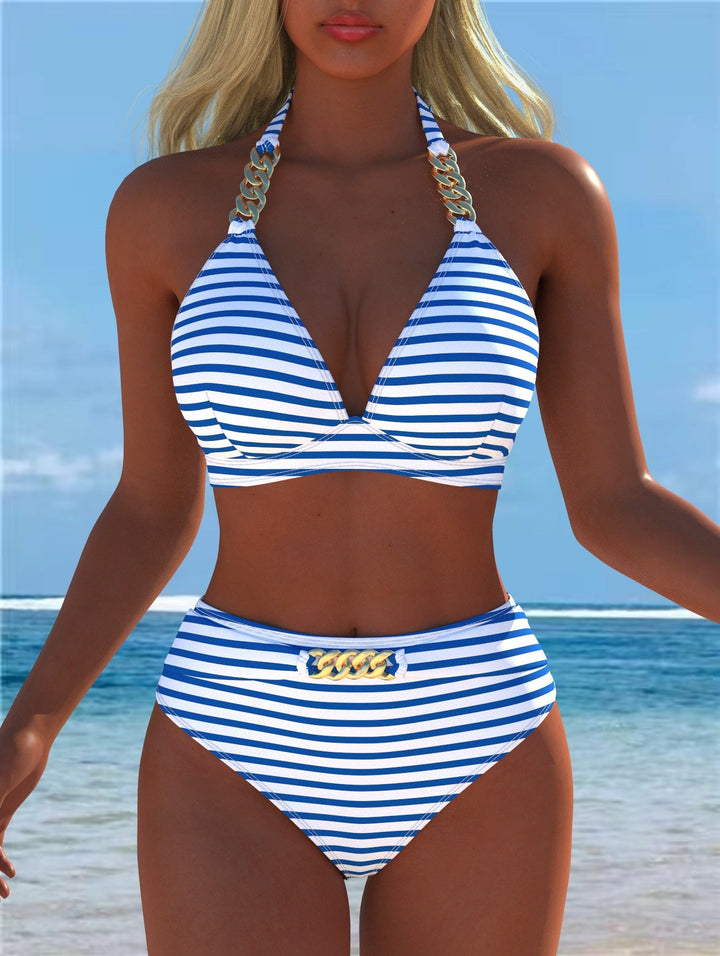 Damen Bikini mit luxuriösem Marmormuster und edlen Details Echoarchiv