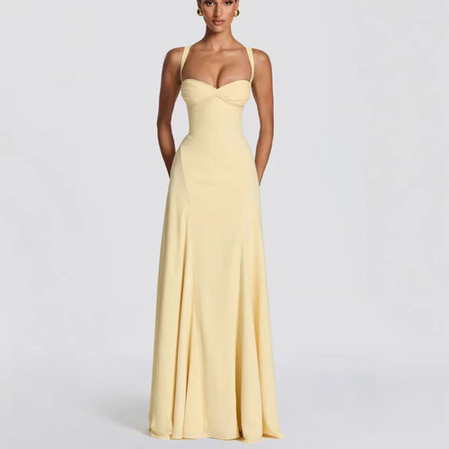 Damen Elegantes Maxikleid mit herzförmigem Ausschnitt und fließendem Stoff Echoarchiv