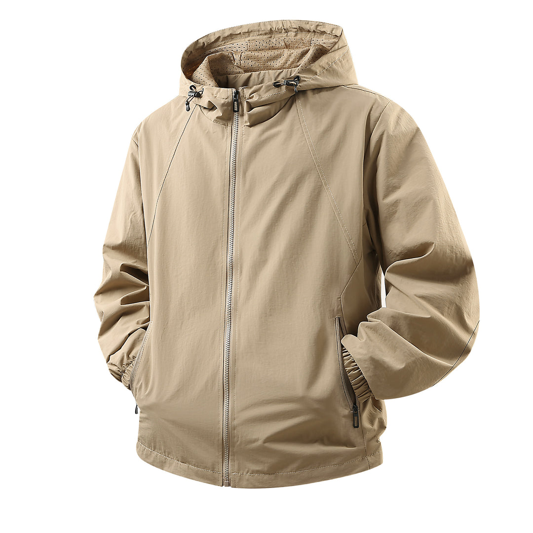 Herren Leichte atmungsaktive Kapuzen-Windjacke mit Mesh-Innenfutter und Reißverschlusstaschen Echo Archiv