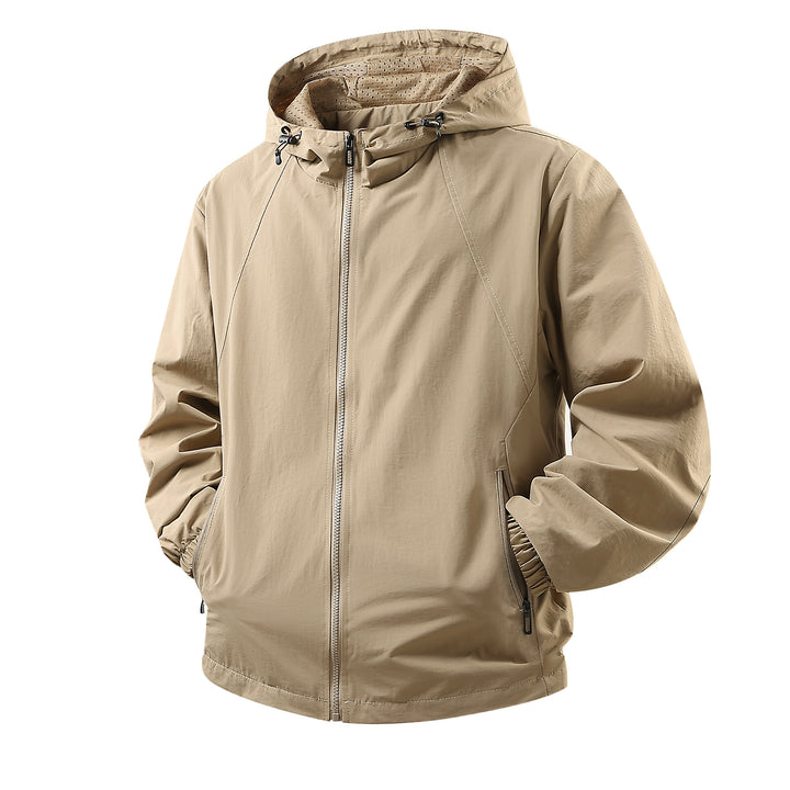 Herren Leichte atmungsaktive Kapuzen-Windjacke mit Mesh-Innenfutter und Reißverschlusstaschen Echo Archiv