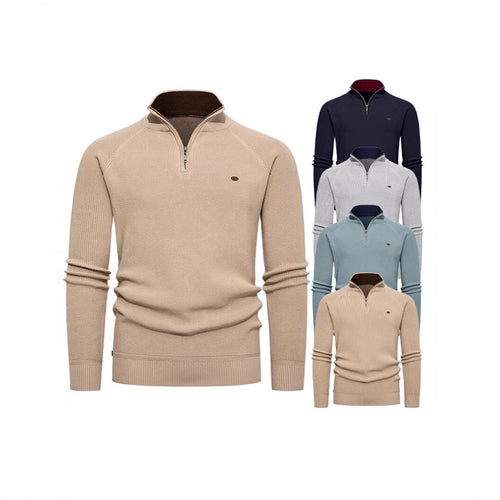 Herren Strickpullover mit Stehkragen und Reißverschluss Echoarchiv