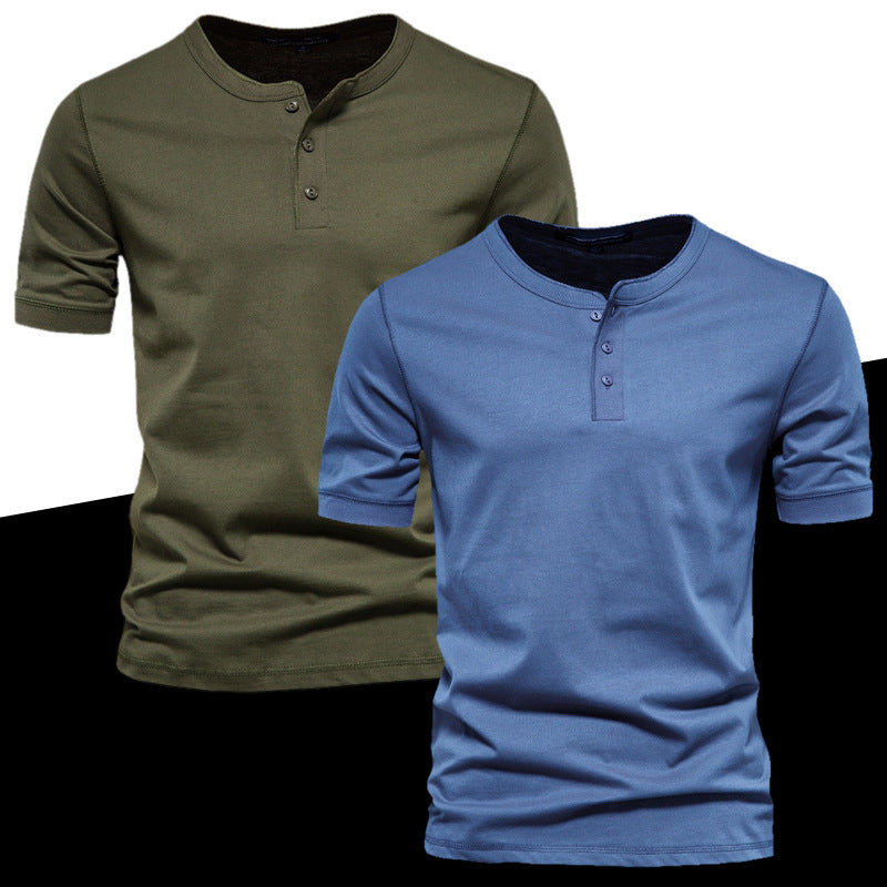 Herren nan tailliertes Kurzarm-Henleyshirt aus Baumwollmix mit Knopfleiste Echo Archiv
