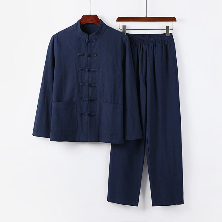 Herren Zweiteiliges Leinen-Baumwoll Loungewear-Set Echoarchiv