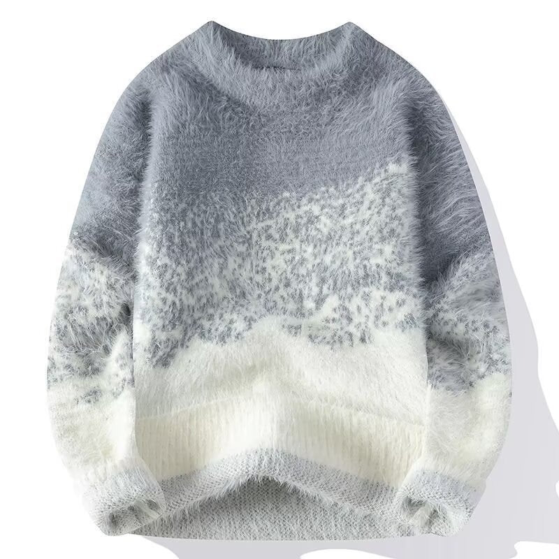 Damen Gemütlicher Rundhals Pullover aus Flauschigem Material Echoarchiv