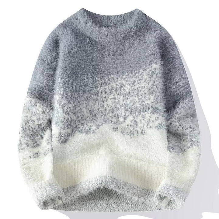 Damen Gemütlicher Rundhals Pullover aus Flauschigem Material Echoarchiv