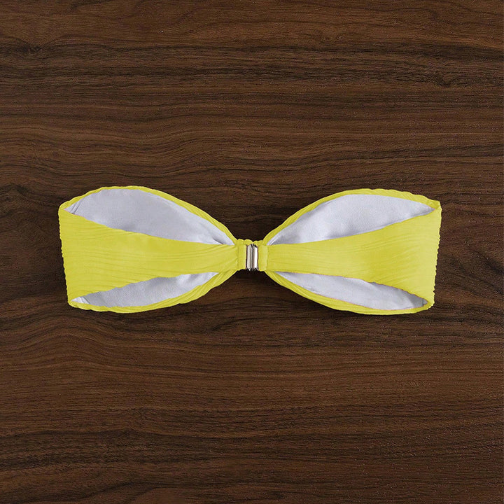 Damen Bandeau-Bikini-Oberteil mit Plissee-Design Echo Archiv