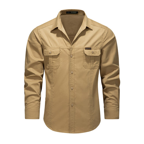 Herren Robustes Canvas-Arbeitshemd mit Brustpattentaschen und klassischem Hemdkragen Echoarchiv