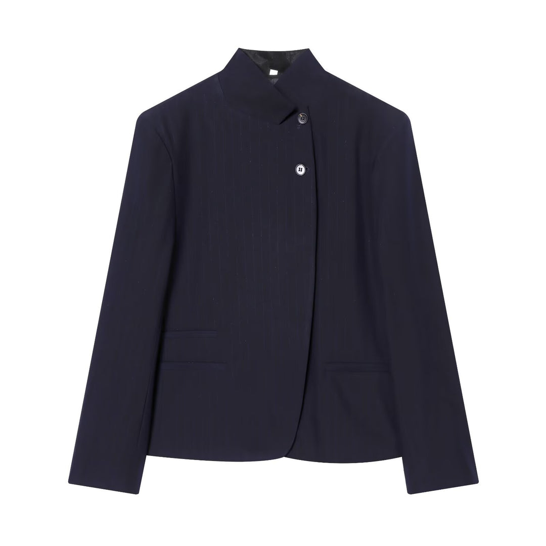 Damen Minimalistischer Kurzblazer mit Stehkragen und verdeckter Zweiknopf-Leiste Echo Archiv