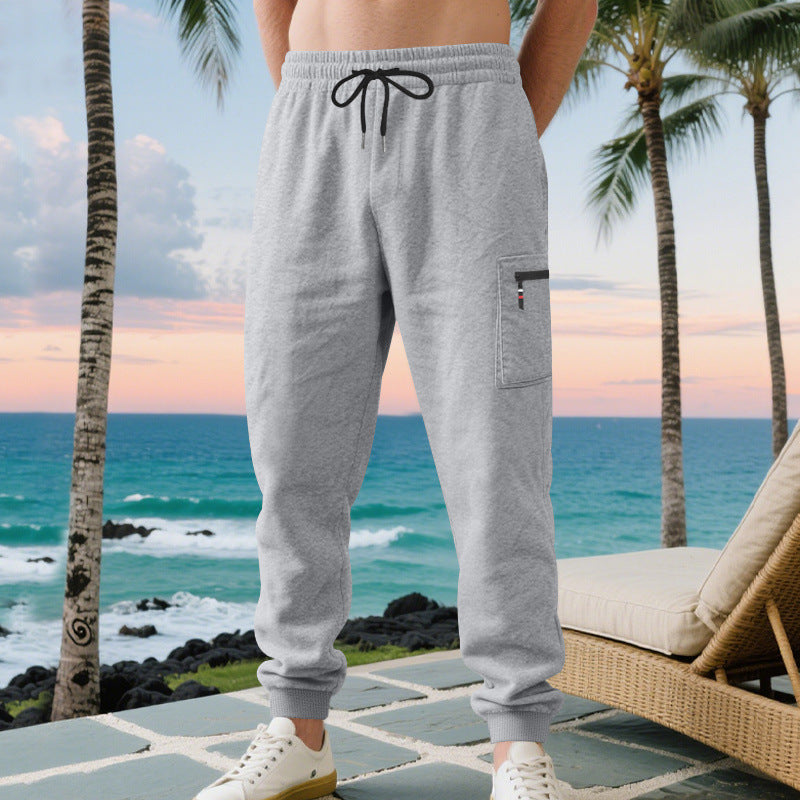 Herren lässige Jogginghose mit Cargo-Reißverschlusstasche, elastischem Bund und gerippten Bündchen – Sorevano
