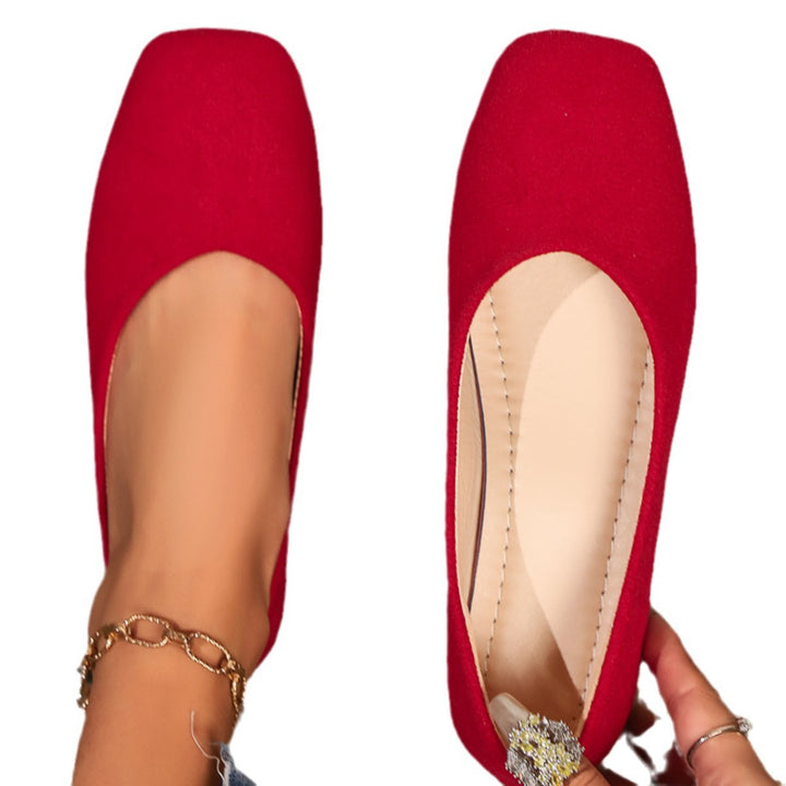 Damen nan elegante flache Schlupfballerina mit quadratischer Zehenpartie gepolstertem Komfortfußbett und Veloursoptik Echo Archiv