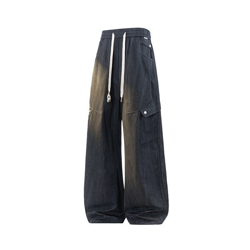 Damen Weite Leinenoptik-Cargohose mit Tunnelzugbund und großen Klapptaschen Echo Archiv
