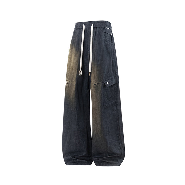 Damen Weite Leinenoptik-Cargohose mit Tunnelzugbund und großen Klapptaschen Echo Archiv