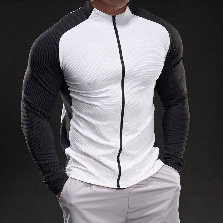 Herren Slim‑Fit Performance‑Trainingsshirt mit durchgehendem Reißverschluss und Raglanärmeln – Marzano