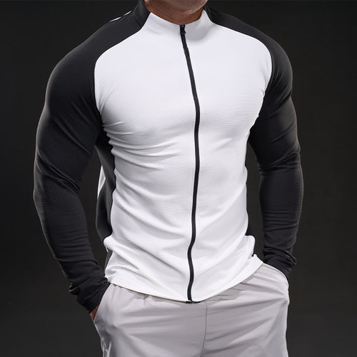 Herren Slim‑Fit Performance‑Trainingsshirt mit durchgehendem Reißverschluss und Raglanärmeln – Marzano