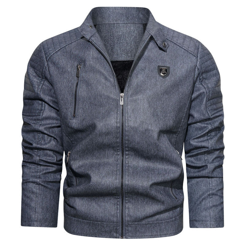 Herren robustes Denim‑Look Fieldblouson mit gesteppter Schulterpartie und Reißverschlussdetails Echoarchiv