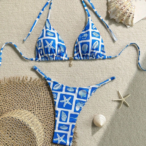 Damen Triangel-Bikini mit maritimem Muster Echo Archiv