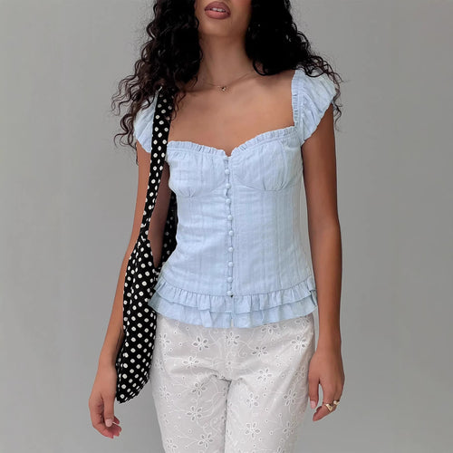 Damen Raffinierte Camisole mit Rüschendetails und durchgehender Knopfleiste Echo Archiv