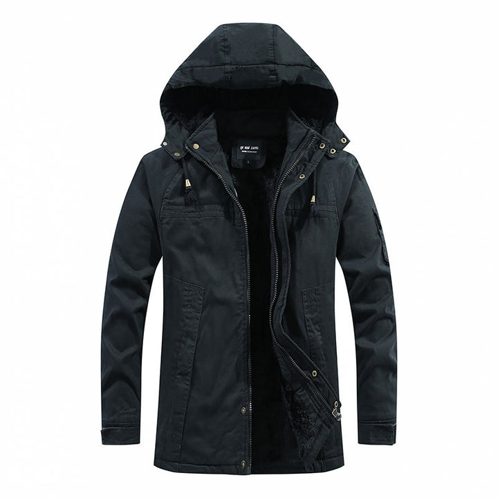 Herren Outdoor-Canvasparka mit abgenähter Kapuze, wärmender Teddyfleece-Innenlage und verdecktem Zweiwege-Reißverschluss Echo Archiv