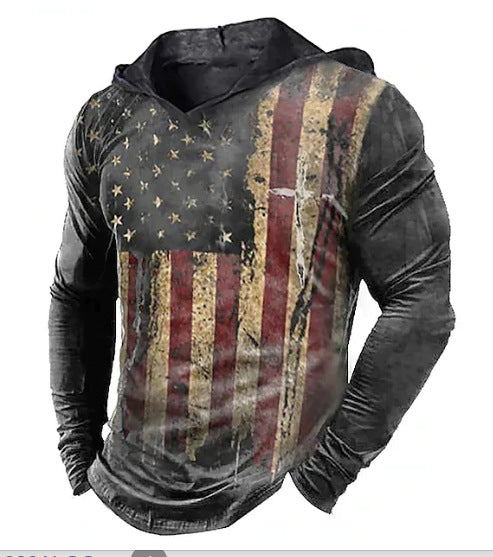 Herren Langarmshirt mit Vintage-Streifen und individuellem USA-Motiv Echoarchiv