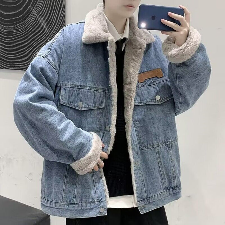 Damen Lässige Denimjacke mit Fleece-Innenfutter Echoarchiv