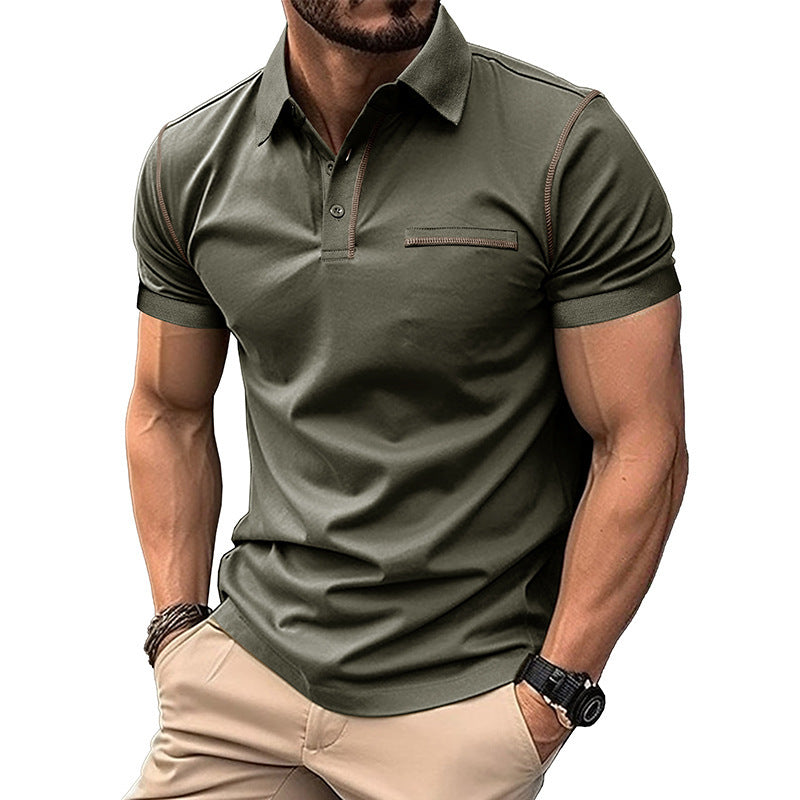 Herren elegantes Polohemd mit modischen Kontrastnähten Echoarchiv