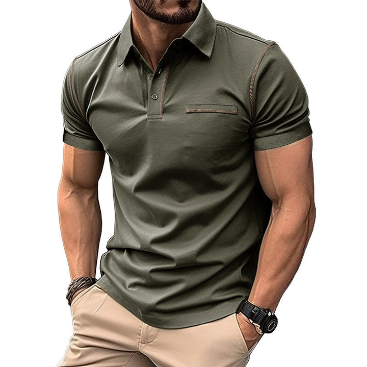 Herren elegantes Polohemd mit modischen Kontrastnähten Echoarchiv
