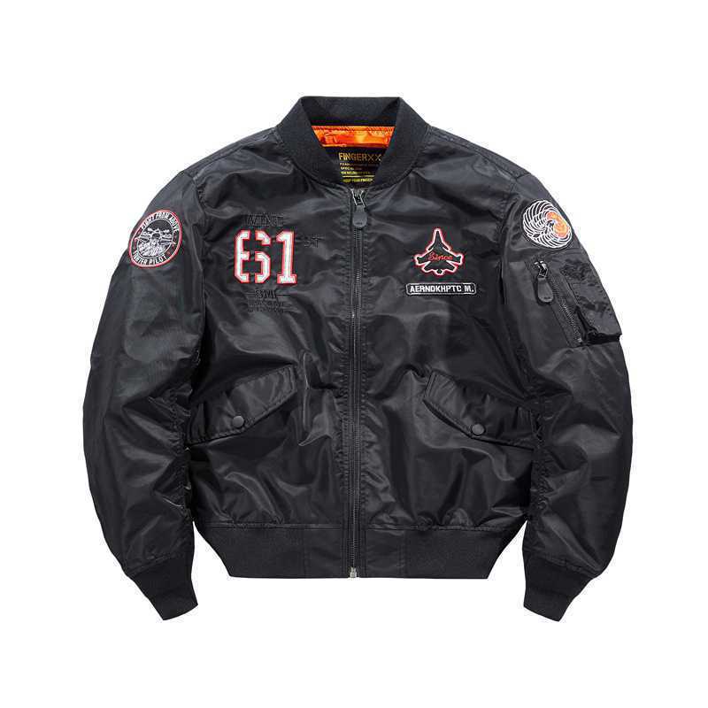 Herren Kurz geschnittene Flight-Bomberjacke mit Emblem‑Patch, Ärmel‑Utility‑Tasche und kontrastierendem Innenfutter Echoarchiv