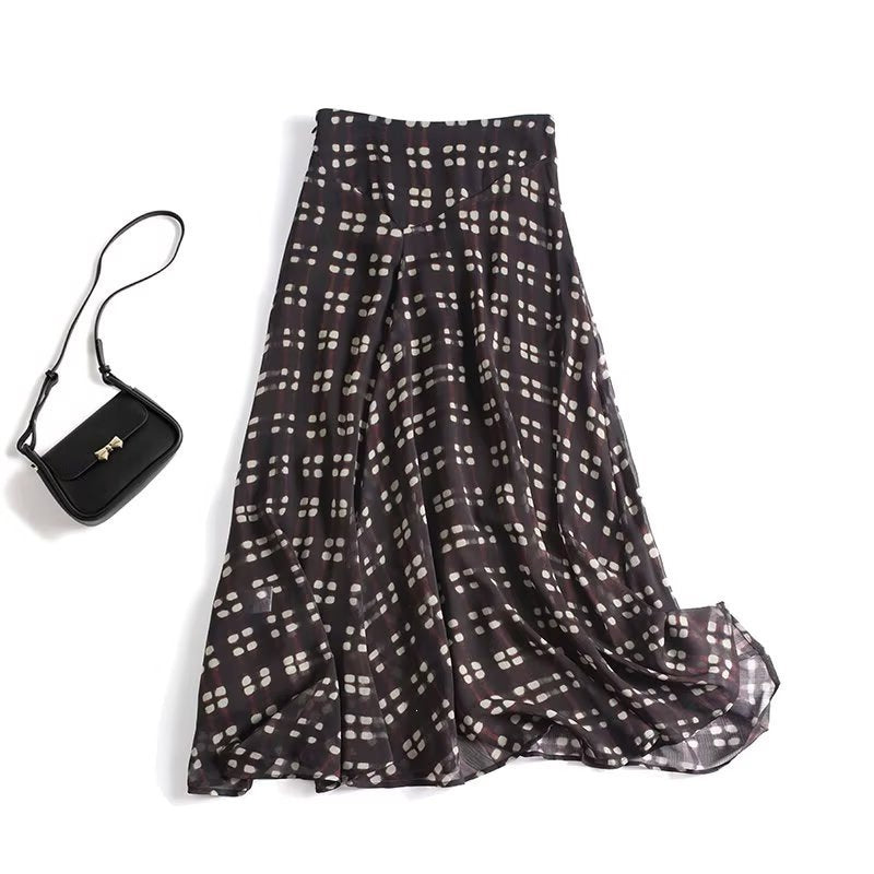 Damen Fließender Maxirock aus Chiffon mit geometrischem Allover‑Print und hoher Taille Echo Archiv