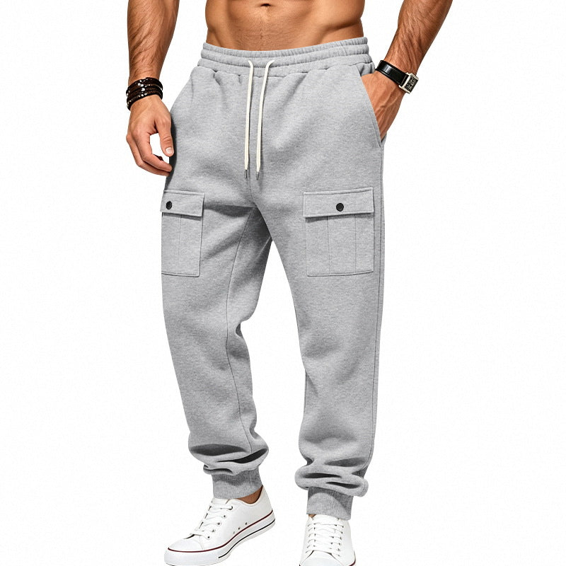Herren Cargo-Jogginghose mit elastischem Bund und aufgesetzten Klappentaschen – Bravaro