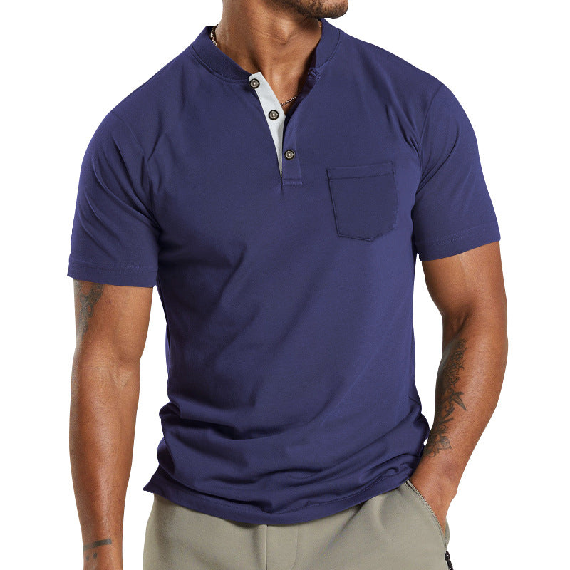 Herren Kurzarm-Henley-T-Shirt mit praktischer Brusttasche und modernem Kragen Echoarchiv