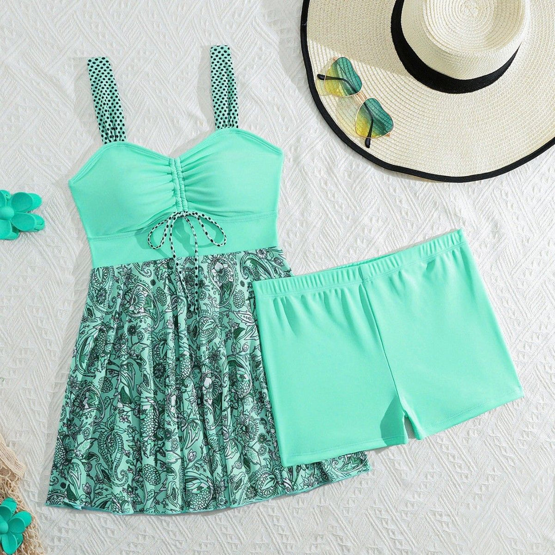 Damen Tankini-Set mit raffinierter Raffung und floralem Rock-Design Echo Archiv
