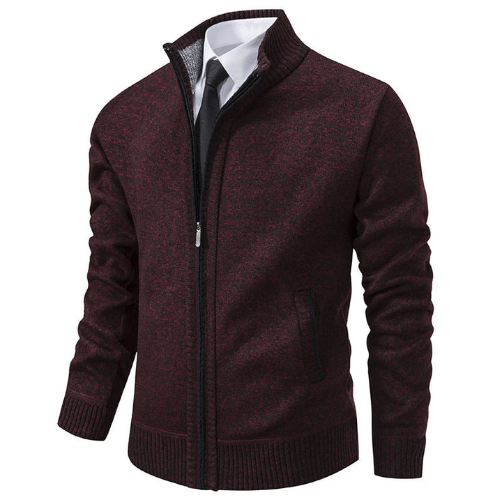 Herren sportliche Strickjacke mit Stehkragen und Reißverschluss Echoarchiv