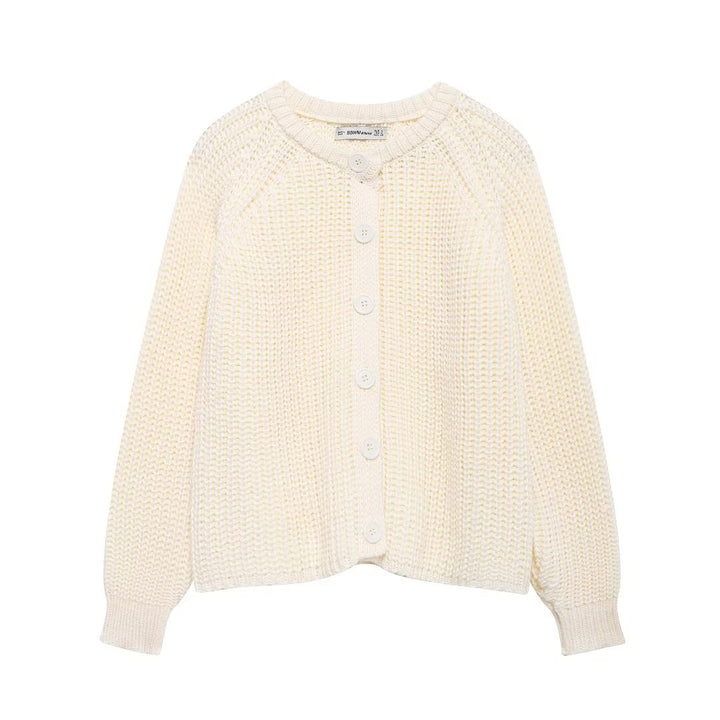 Damen nan grob gestrickte Raglan-Cardigan mit Ballonärmeln und durchgehender Knopfleiste Echo Archiv
