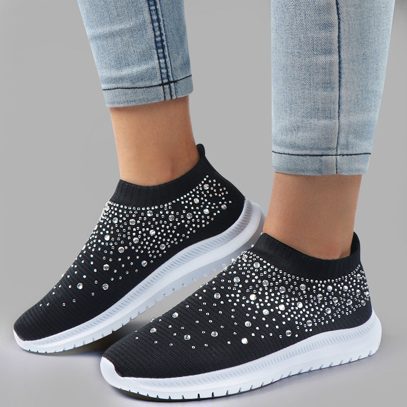 Damen Elastischer Strick‑Sneaker mit Schmucksteinbesatz Echo Archiv