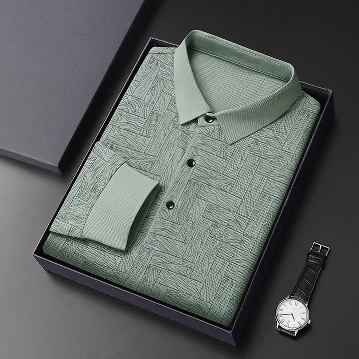 Herren modisches Polohemd mit raffiniertem Strukturdesign und eleganter Knopfleiste Echoarchiv