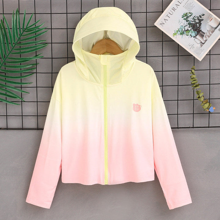 Damen nan ultraleichte Sonnenschutz-Hoodie mit Ombre-Verlauf und kurzem Schnitt Echo Archiv