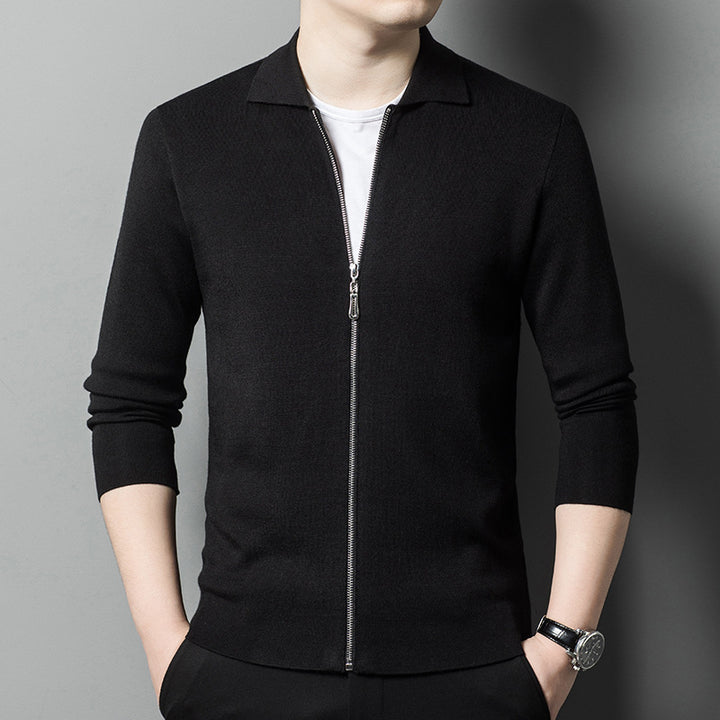 Herren modischer Strickpullover mit durchgehendem Reißverschluss Echoarchiv