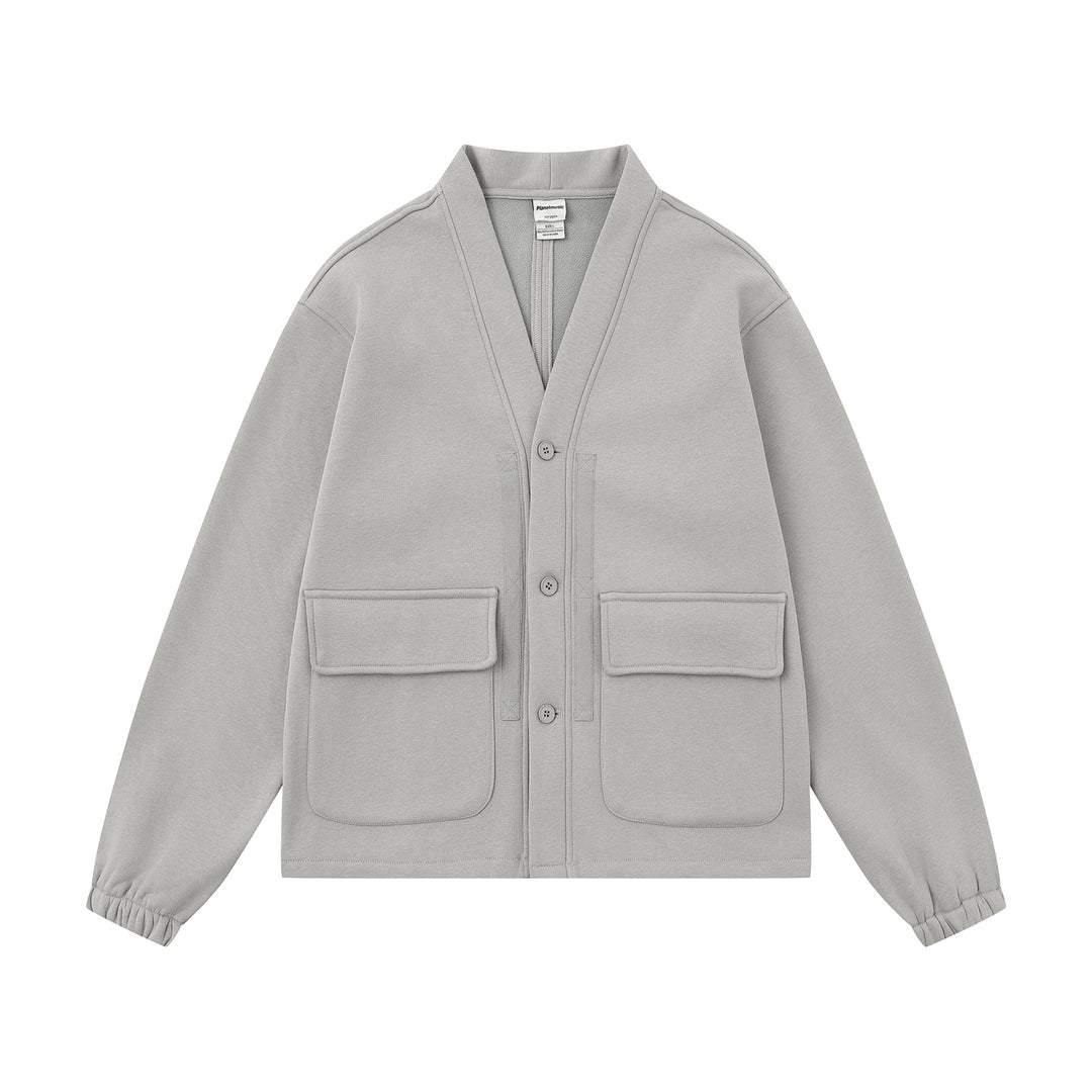 Unisex Oversize Sweatjacke mit Schalkragen und aufgesetzten Taschen Echoarchiv