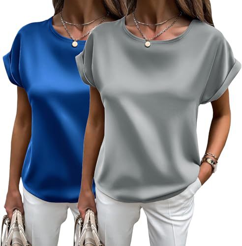 Echoarchiv | Satin-T-Shirt mit Umgeschlagenen Ärmeln für Damen