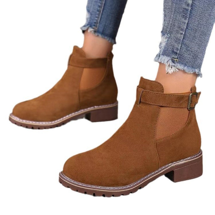 Damen nan knöchelhohe Chelsea-Boots mit elastischem Einsat z, Zierschnalle und profilierter Gummisohle Echo Archiv