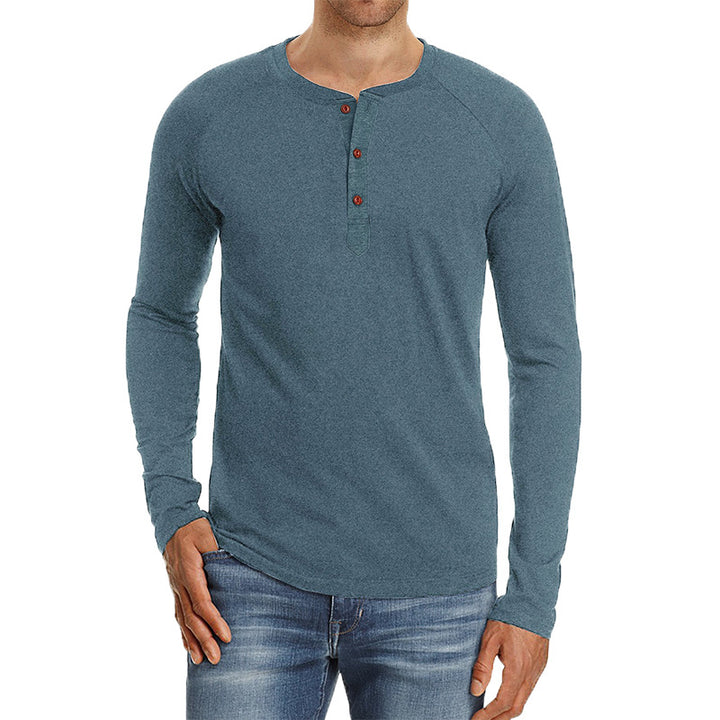 Herren Langarm-Henley Shirt aus weichem Baumwollmix mit modischem Knopfdesign Echoarchiv