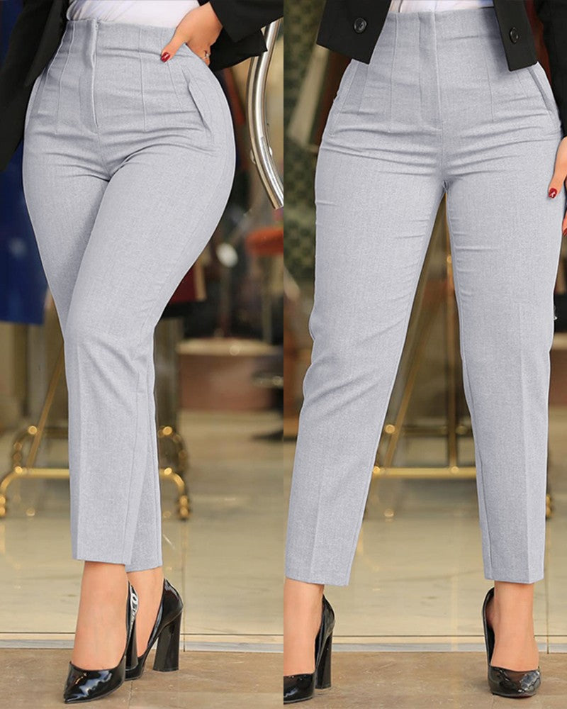 Damen Hochtaillierte Slim-Fit Bügelfalten-Hose mit geradem Bein – Avélisse
