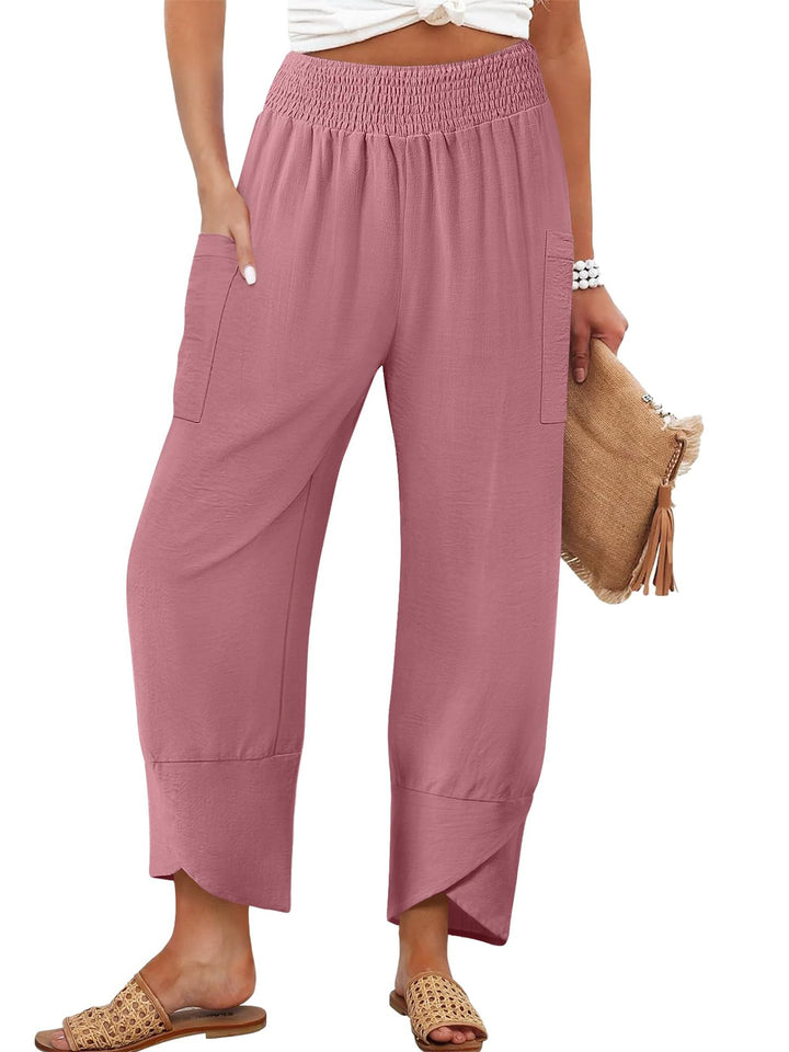 Damen Weite Sommerhose mit elastischem Bund und praktischen Taschen Echo Archiv