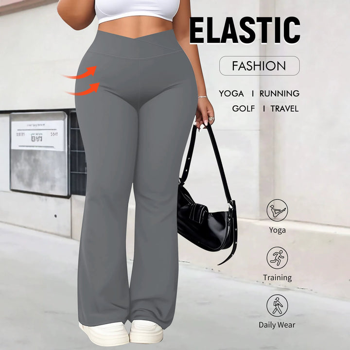 Damen taillenhohe Shaping Bootcut-Leggings mit Bauchkontrolle und 4-Wege-Stretch echoarchiv-