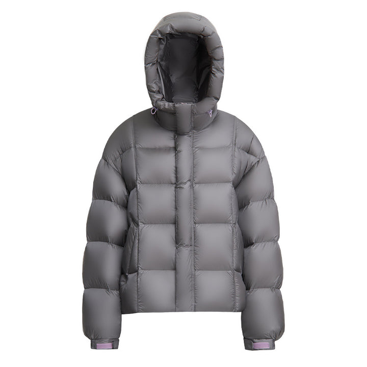 Damen Kurze Boxy‑Steppjacke mit Oversize‑Ärmeln, hohem Thermokragen und Kapuze Echoarchiv